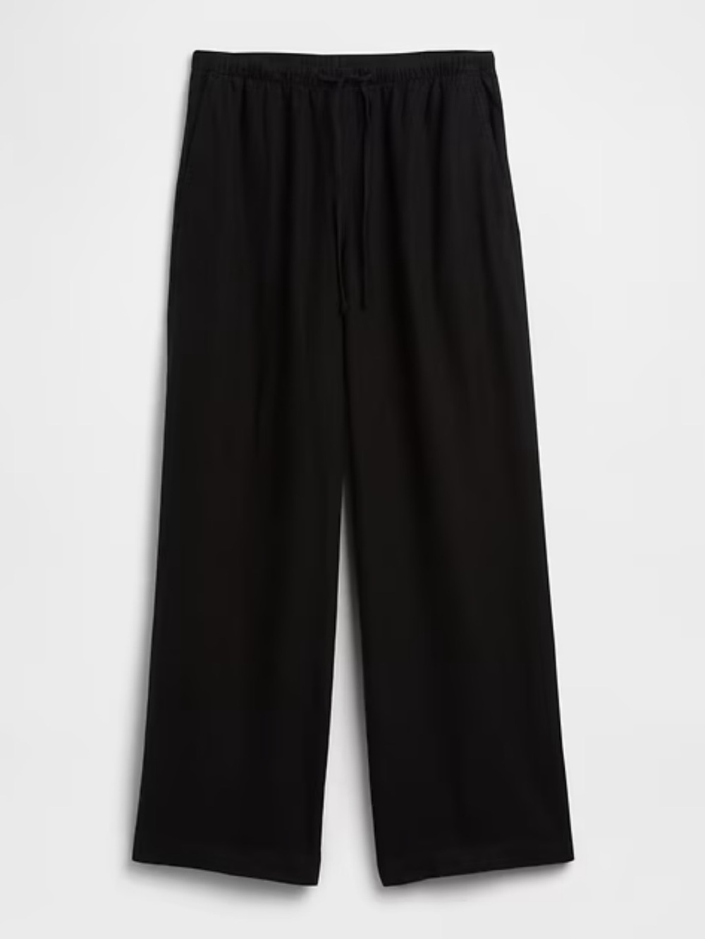 GAP Factory Black Wide-Leg Drawstring Linen Pants - Picture 2 of 3